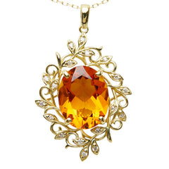シトリン ダイヤモンド K18YG イエローゴールド マデイラシトリン1.88ct ダイヤ0.04ct マデイラシトリン フラワーモチーフ ペンダント ネックレス レディース 中古