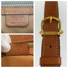 セリーヌ マカダム ショルダーバッグ ポシェット ブラウン PVC レザー レディース CELINE 中古