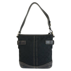コーチ シグネチャー スモール ソフトダッフル ショルダーバッグ 3577 ブラック 黒 キャンバス レザー レディース COACH 中古