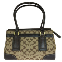 コーチ シグネチャー トートバッグ ハンドバッグ 11062 ダークブラウン ベージュ キャンバス レザー レディース COACH 中古