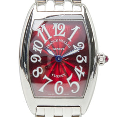 フランクミュラー トノウ カーベックス 腕時計 1752QZ クオーツ レッド文字盤 ステンレススチール レディース FRANCK MULLER 中古