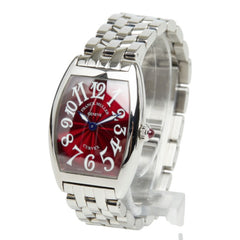 フランクミュラー トノウ カーベックス 腕時計 1752QZ クオーツ レッド文字盤 ステンレススチール レディース FRANCK MULLER 中古