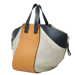 ロエベ ハンモックバッグ スモール ハンドバッグ ショルダーバッグ 2WAY ベージュ キャメル ブラック レザー レディース LOEWE 中古