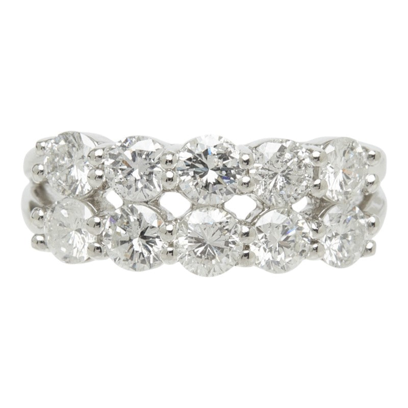 ダイヤモンド Pt900 プラチナ ダイヤ1.70ct 2連 10PD ダイヤモンドリング リング 指輪 レディース 13号 中古