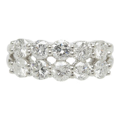 ダイヤモンド Pt900 プラチナ ダイヤ1.70ct 2連 10PD ダイヤモンドリング リング 指輪 レディース 13号 中古