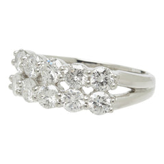 ダイヤモンド Pt900 プラチナ ダイヤ1.70ct 2連 10PD ダイヤモンドリング リング 指輪 レディース 13号 中古