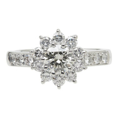 ダイヤモンド Pt900 プラチナ ダイヤ1.51ct フラワーモチーフ リング 指輪 レディース 11.5号 中古
