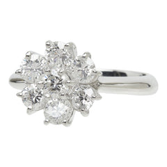 ダイヤモンド Pt900 プラチナ ダイヤ1.51ct フラワーモチーフ リング 指輪 レディース 11.5号 中古