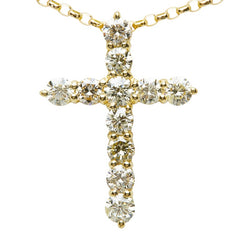 ダイヤモンド K18YG イエローゴールド ダイヤ1.00ct クロスモチーフ ペンダント ネックレス レディース 中古