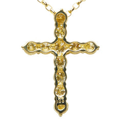 ダイヤモンド K18YG イエローゴールド ダイヤ1.00ct クロスモチーフ ペンダント ネックレス レディース 中古