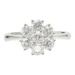 ダイヤモンド Pt900 プラチナ ダイヤ1.00ct フラワーモチーフ リング 指輪 レディース 9.5号 中古