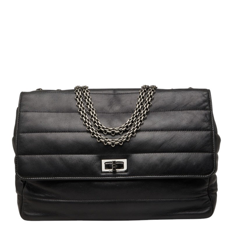 シャネル チェーン ショルダーバッグ ブラック シルバー ラムスキン レディース CHANEL 中古