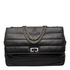 シャネル チェーン ショルダーバッグ ブラック シルバー ラムスキン レディース CHANEL 中古