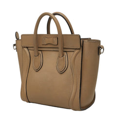 セリーヌ ラゲージ ナノショッパー ハンドバッグ 2WAY ショルダーバッグ ベージュ レザー レディース CELINE 中古