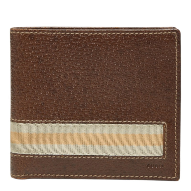 グッチ シェリーライン 二つ折り財布 138073 ブラウン レザー レディース GUCCI 中古