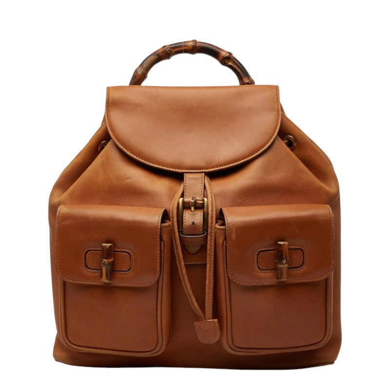 グッチ バンブー リュック・デイパック 003580016 ブラウン レザー レディース GUCCI 中古