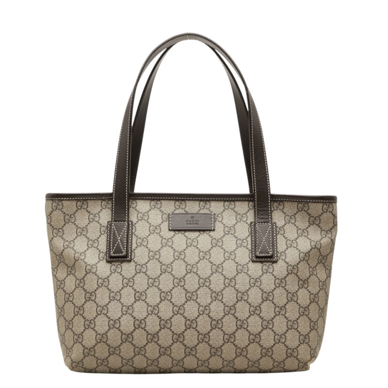 グッチ GGスプリーム トートバッグ 211138 ベージュ PVC レザー レディース GUCCI 中古
