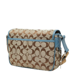 コーチ シグネチャー 斜め掛け ショルダーバッグ 6849 ベージュ ブルー キャンバス レザー レディース COACH 中古