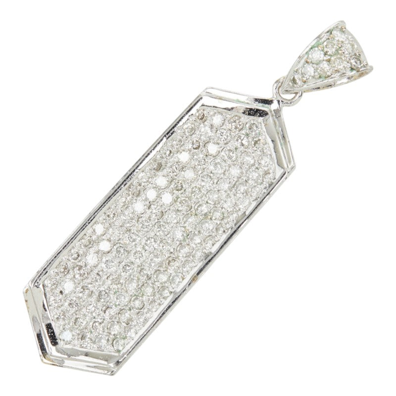 ダイヤモンド K18WG ホワイトゴールド ダイヤ2.00ct オクタゴン オクタゴナル・シェイプ ドッグタグ ペンダントトップ ネックレス レディース 中古