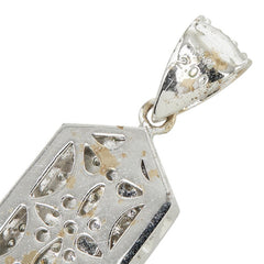 ダイヤモンド K18WG ホワイトゴールド ダイヤ2.00ct オクタゴン オクタゴナル・シェイプ ドッグタグ ペンダントトップ ネックレス レディース 中古