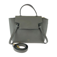 セリーヌ ベルトバック ハンドバッグ ショルダーバッグ 2WAY グレー レザー レディース CELINE 中古