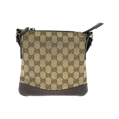 グッチ GGキャンバス ショルダーバッグ ポシェット 147671 ブラウン キャンバス レザー レディース GUCCI 中古