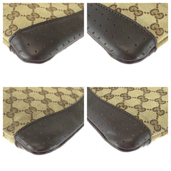 グッチ GGキャンバス ショルダーバッグ ポシェット 147671 ブラウン キャンバス レザー レディース GUCCI 中古