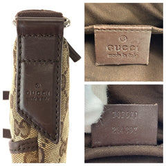 グッチ GGキャンバス ショルダーバッグ ポシェット 147671 ブラウン キャンバス レザー レディース GUCCI 中古