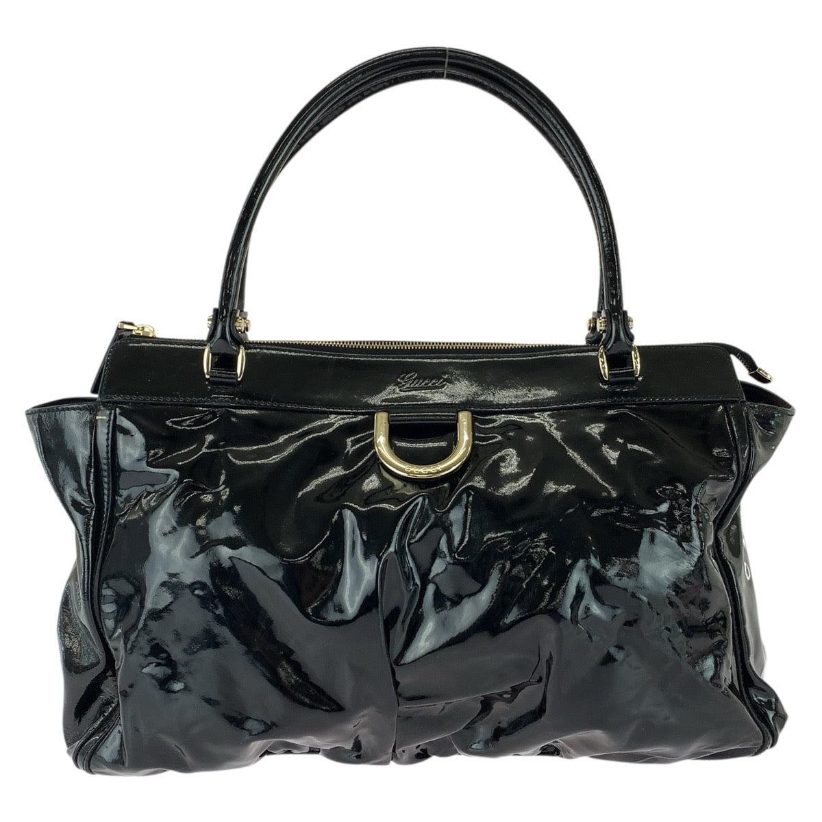 グッチ アビー トートバッグ ハンドバッグ 190248 ブラック 黒 エナメル レディース GUCCI 中古