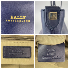 バリー トートバッグ ショルダーバッグ 男女兼用 ネイビー レザー レディース BALLY 中古
