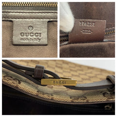 グッチ GGキャンバス トートバッグ ハンドバッグ 106251 ブラウン ベージュ キャンバス レザー レディース GUCCI 中古