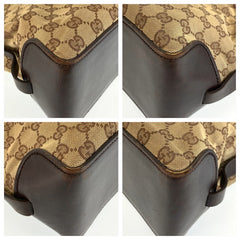 グッチ GGキャンバス トートバッグ ハンドバッグ 106251 ブラウン ベージュ キャンバス レザー レディース GUCCI 中古