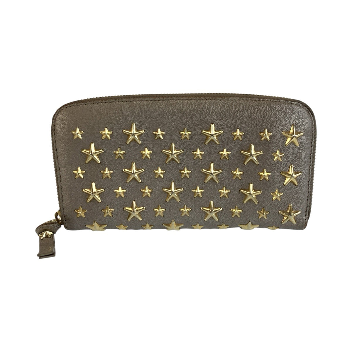 ジミーチュウ スタースタッズ フィリパ 長財布 ロングウォレット メタリックグレー レザー レディース JIMMY CHOO 中古