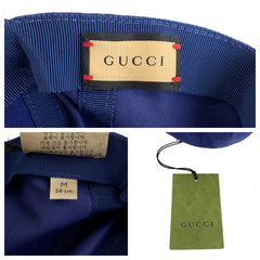 グッチ カレッジ インターロッキング キャップ 帽子 男女兼用 ブルー イエロー コットン メンズ GUCCI 中古