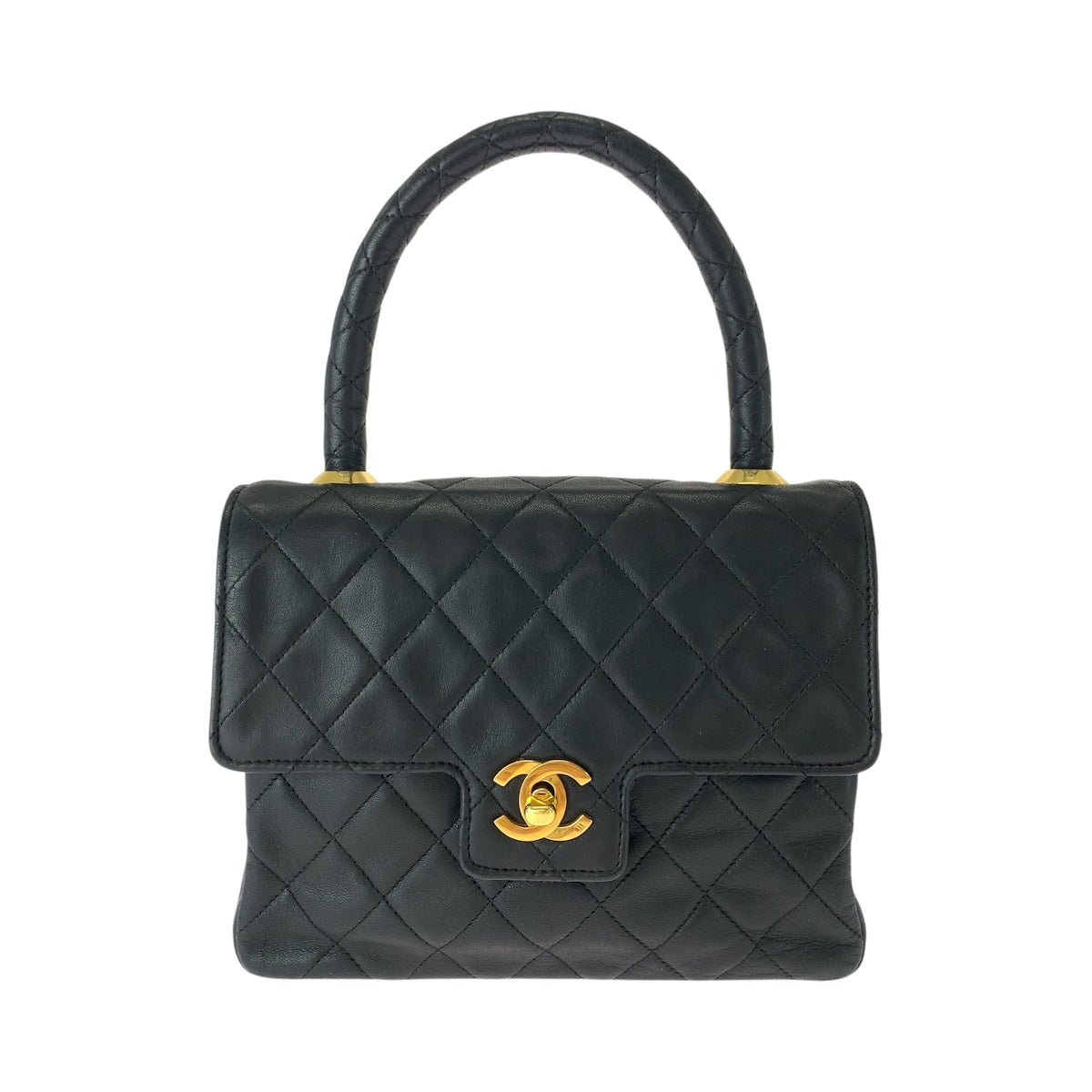 シャネル マトラッセ ココマーク ターンロック ハンドバッグ ブラック 黒 ラムスキン レディース CHANEL 中古
