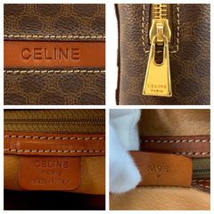 セリーヌ マカダム ハンドバッグ ブラウン PVC レザー レディース CELINE 中古