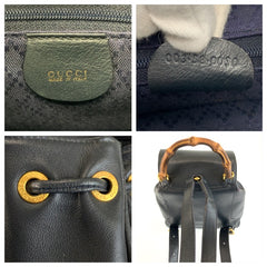 グッチ バンブー リュックサック バックパック 003 58 0030 ブラック 黒 レザー レディース GUCCI 中古
