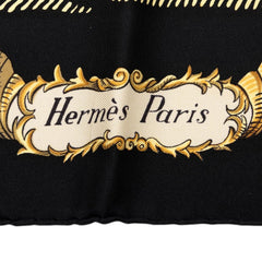 エルメス カレ90 LVDOVICVS MAGNVS 白い馬に跨ったルイ14世 スカーフ 大判スカーフ ブラック レディース HERMES 中古