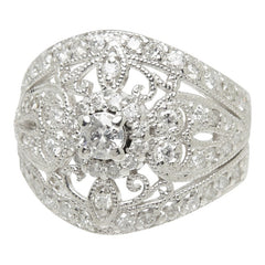 ダイヤモンド Pt900 プラチナ ダイヤ1.00ct デザインリング リング 指輪 レディース 10号 中古