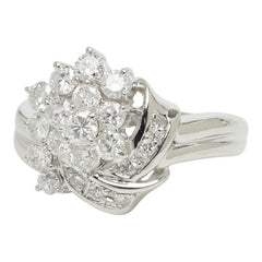 ダイヤモンド Pt850 プラチナ ダイヤ1.00ct フラワーモチーフ リング 指輪 レディース 13.5号 中古