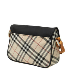 バーバリー ノバチェック ショルダーバッグ ポシェット ベージュ ブラック ナイロン レザー レディース BURBERRY 中古
