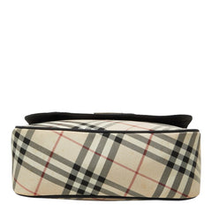 バーバリー ノバチェック ショルダーバッグ ポシェット ベージュ ブラック ナイロン レザー レディース BURBERRY 中古