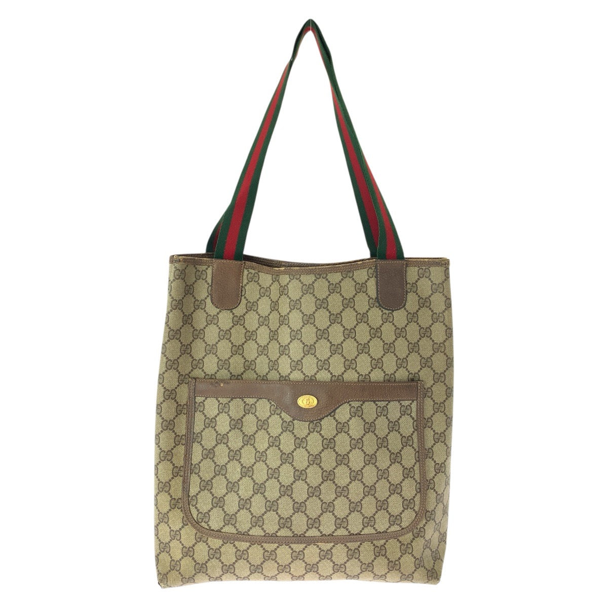 グッチ オールドグッチ シェリーライン トートバッグ ショルダーバッグ 39 02 041 ブラウン PVC レザー レディース GUCCI 中古