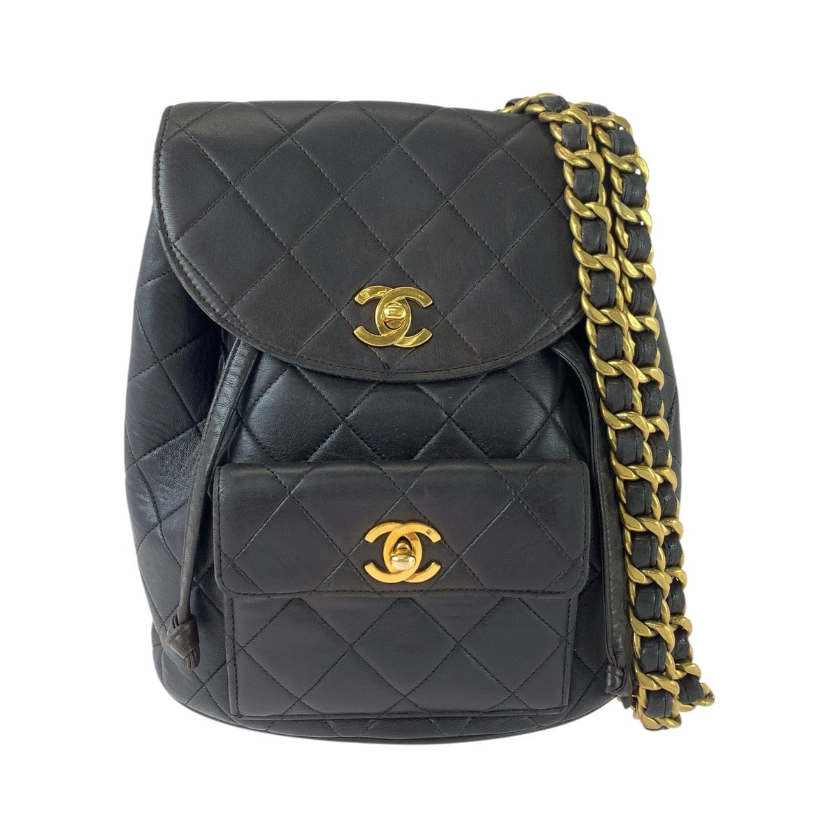 シャネル マトラッセ ターンロック ココマーク リュックサック バックパック ブラック 黒 レザー レディース CHANEL 中古
