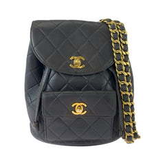 シャネル マトラッセ ターンロック ココマーク リュックサック バックパック ブラック 黒 レザー レディース CHANEL 中古