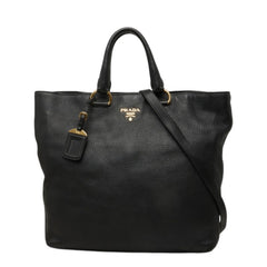 プラダ ヴィッテロフェニックス トートバッグ ショルダーバッグ 2WAY ブラック レザー レディース PRADA 中古