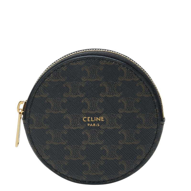 セリーヌ トリオンフ柄 ラウンド コインケース 小銭入れ ウォレット 10D222BQ3 ブラック系 PVC レディース CELINE 中古