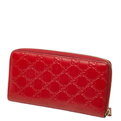 グッチ グッチシマ リボン モチーフ ラウンドファスナー 長財布 ウォレット 388680 レッド レザー レディース GUCCI 中古