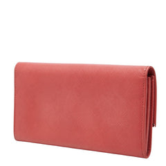 サルヴァトーレフェラガモ ガンチーニ フラップ 長財布 ウォレット レッド系 シルバー レザー レディース Salvatore Ferragamo 中古