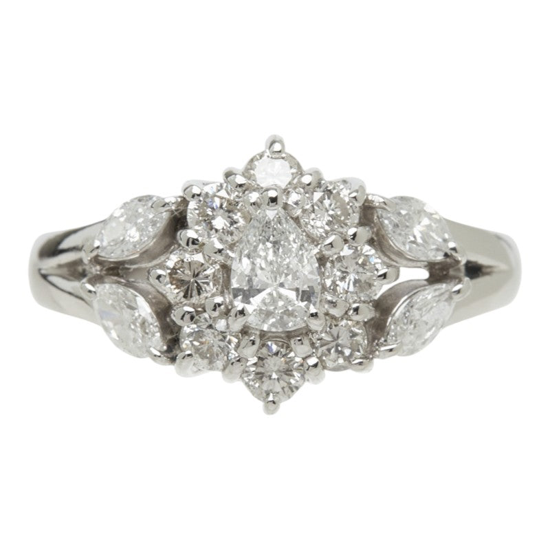 ダイヤモンド Pt900 プラチナ ダイヤ1.00ct フラワーモチーフ リング 指輪 レディース 9号 中古